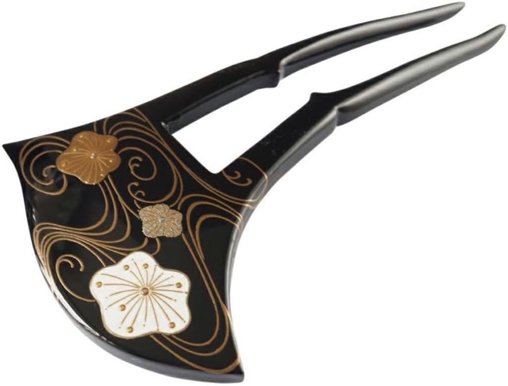 永光作 本鼈甲 螺鈿細工金蒔絵のモダンなかんざし ☆永光作 本鼈甲
