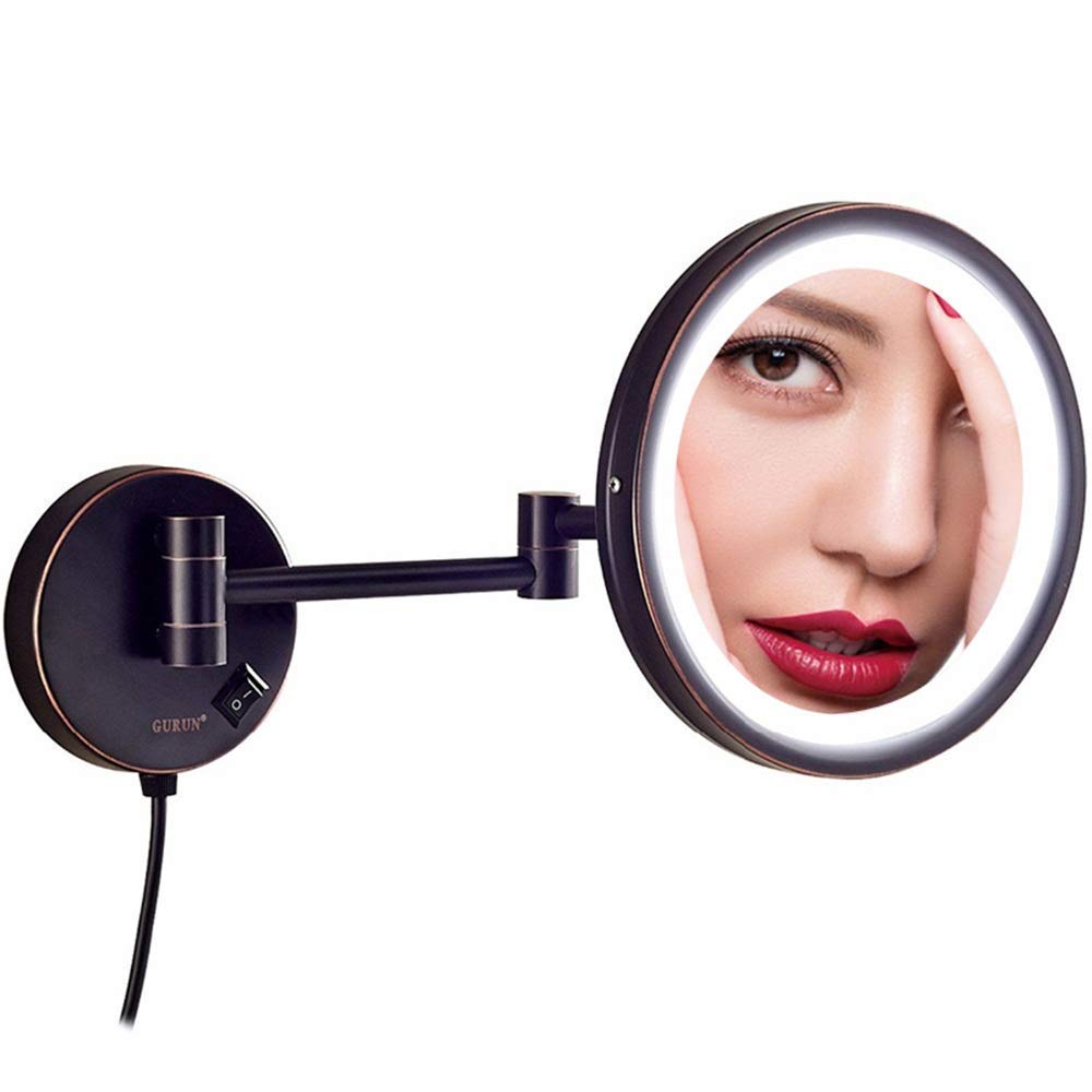 Miroir de vanité haut de gamme 7X mural avec prise d'interrupteur