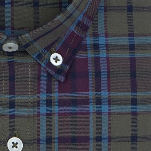 Image of GHPC 100% Cotton Plaid Checks Full Sleeves Regular Fit Formal Shirt for Men