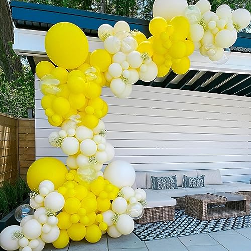Image of Voircoloria 110pcs Yellow Balloons 12inch Yellow Latex Party Balloons for Graduation, Wedding, Birthday, Gender Reveal, Baby Shower, Anniversary, Sunflower and Honeybee Theme Party Decorations