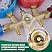 Hongsen HVAC Manifold Gauge Set with Brass Body and Explosion-Proof Lens, AC Gauge Set with 3FT Hoses and R410A Adapters, Compatible with R410A, R32, R134a, and R22