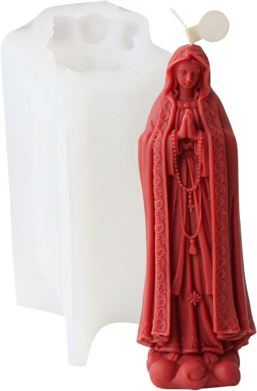 Cestony 3D Virgin Mary Candle Silicone Molds for Making Candles, Gypsum Resin Statues and Home Decoration(A)