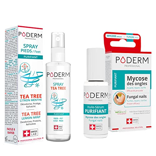PODERM - LOT DE 2 PRODUITS | 2 Best Sellers | MYCOSE ONGLE TRAITEMENT + TRAITEMENT MYCOSE PIEDS ATHLETE – Anti-Odeur & Anti-transpirant pieds - Aux plantes exceptionnelles - Swiss Made