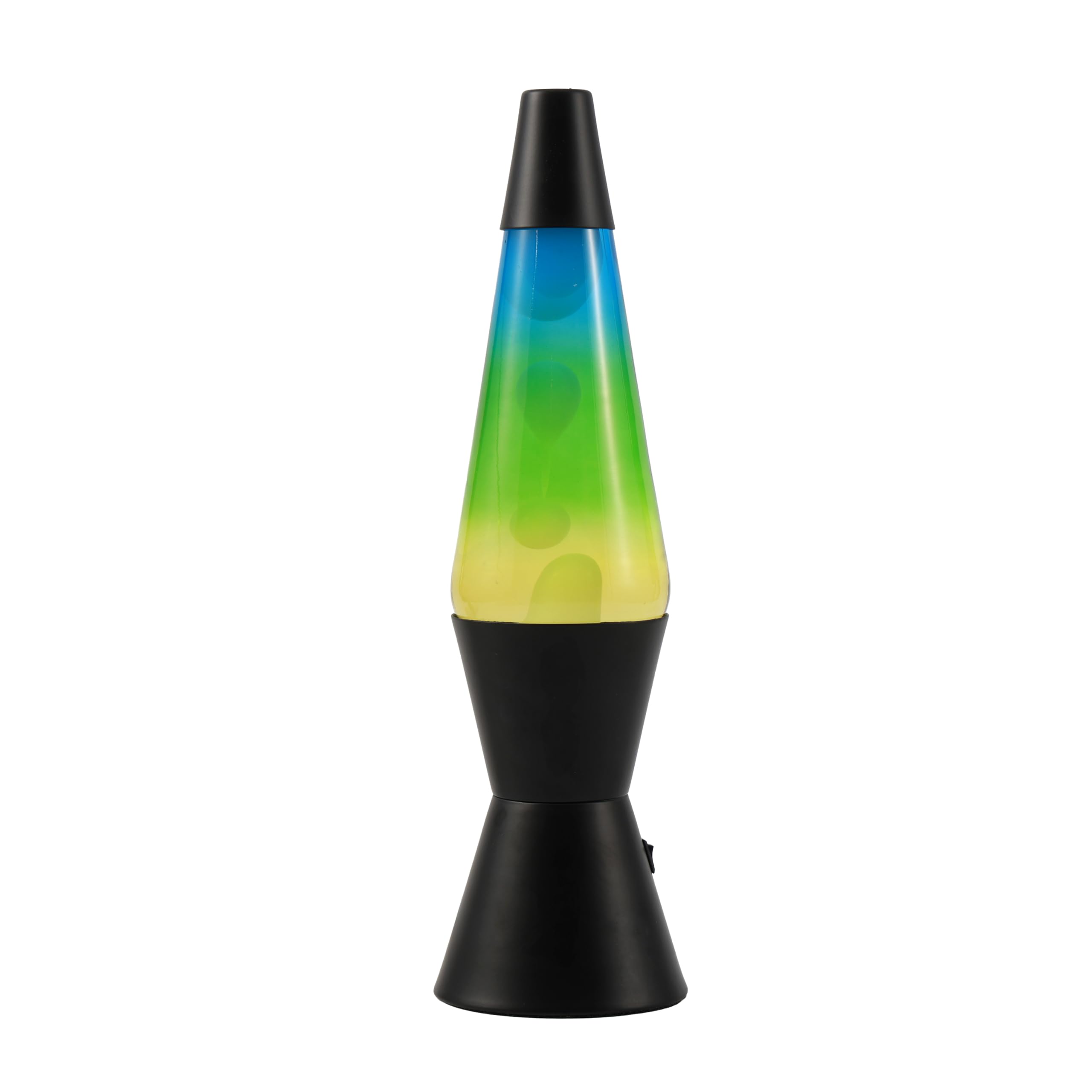 I-TOTAL® - LED-Lavalampe – Modernes Design mit fließendem Blaseneffekt, geringer Energieverbrauch, integriertes LED-Licht, 37 cm (Schwarzer Sockel, Gelb-Blau-Effekt)