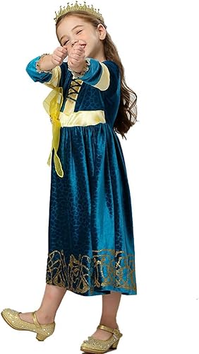Miniatura 3 de Disfraz de princesa Mérida valiente para niños, disfraz de cumpleaños, carnaval, fiesta, disfraz clásico, 5T, verde