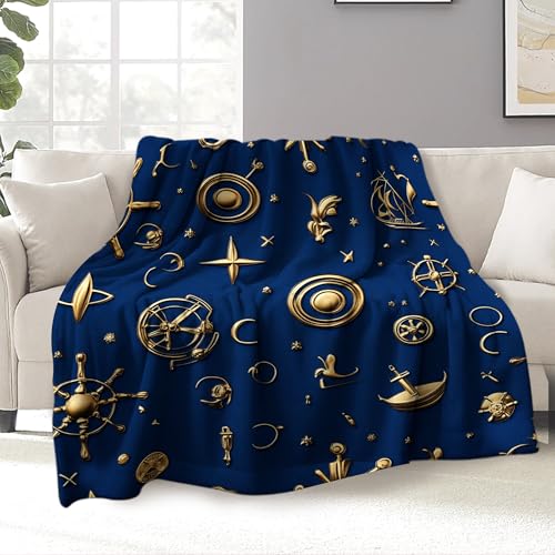 JML Custom Throw Blanket for Sofa, Shawls and Wraps, Soft Lightweight Plush Fleece Blanket for Couch Bed Chair Travel Lap Airplane Summer Adult, Anchor#04