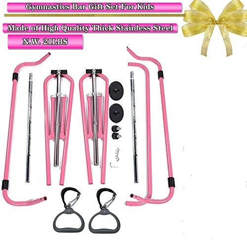 Amrta Gymnastics Bars For Home With Rings Set Pink, Adjustable Height Training Balance Kip Monkey Bar Folding Horizontal Gymnastic Equipment, For Kids Children Junior Toddler Baby Ages 3-10 #TOP6