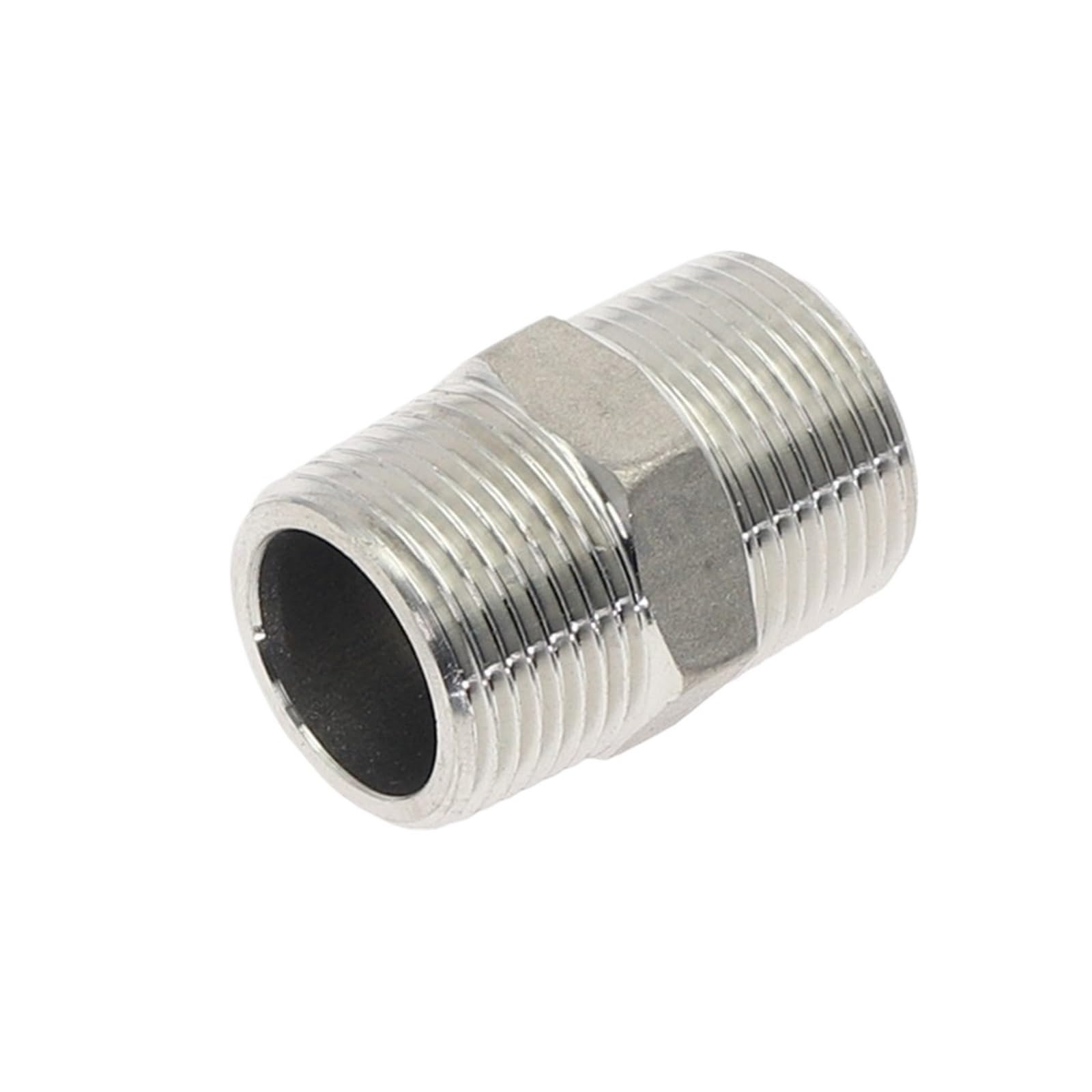 SS304 Fittings Stainless Steel Threaded Connector 1/8" 1/2" 3/8" 1/4" Male Straight Hexagon Joint Nipple Pipe Connection(DN8 to DN6)