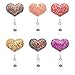 Ascrafter Multicolor Heart Retractable Name Card Badge Holder with Alligator Clip, ID Badge Reel Clip On Card Holders, 6 Pack