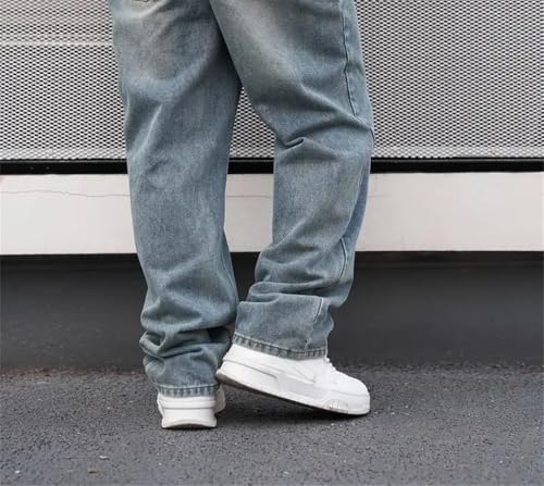 Men's Solid Stretch Street Jeans, Casual Slim fit Vintage wash Pants3