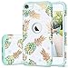 iPod 5 Case Pineapple,iPod 6 Case,Fingic Shiny Pineapple&Fresh Green Silicone Design Summer Case 2 in1 Hybrid Skin Cover for iPod 5/6,Green Pineapple/Dandelion