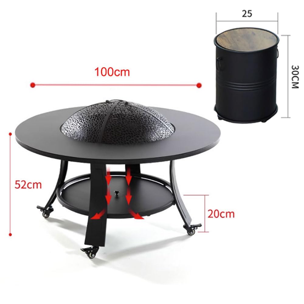 Amazon.co.jp: DHYBDZ 屋外ファイヤーピットテーブル、車輪付き