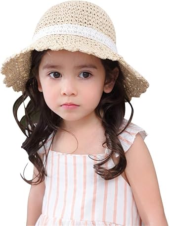 Toddler Kids Baby Girls Straw Sun Hat with Bow Floppy Beach Summer Protection Hats