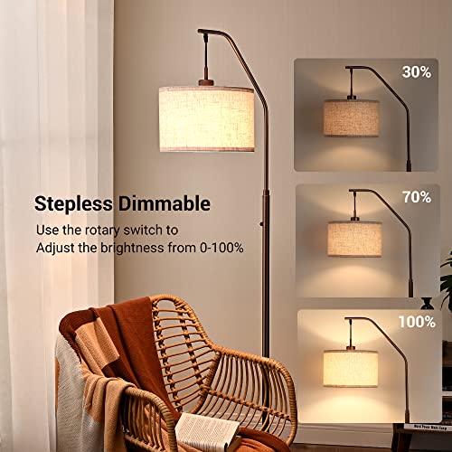 Dewenwils Modern Arched Floor Lamp With Hanging Lampshade, Standing Tall Arc Corner Reading Light For Living Room, Bedroom, Office, Simple Design Farmhouse Style, 10W 3000K Led Bulb Included (Bronze) #TOP2