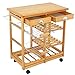 Nova Microdermabrasion Kitchen Island Cart with Storage, Rolling Side Table on Wheels with 2 Drawers, 3 Shelves, Lockable Casters for Dining Room, Bar