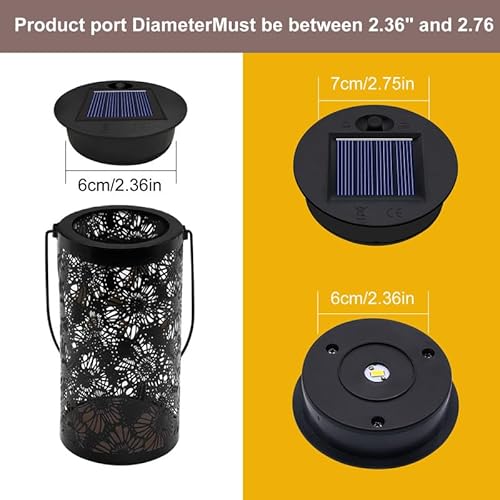 YJFWAL 2-Pack Solar Lichter Ersatzteile, 7cm Deckel Lichter Ersatzteil 7 Lumen Warme weiße LED wasserdichte Ersatz Top Kit für DIY hängende Laternen im Freien