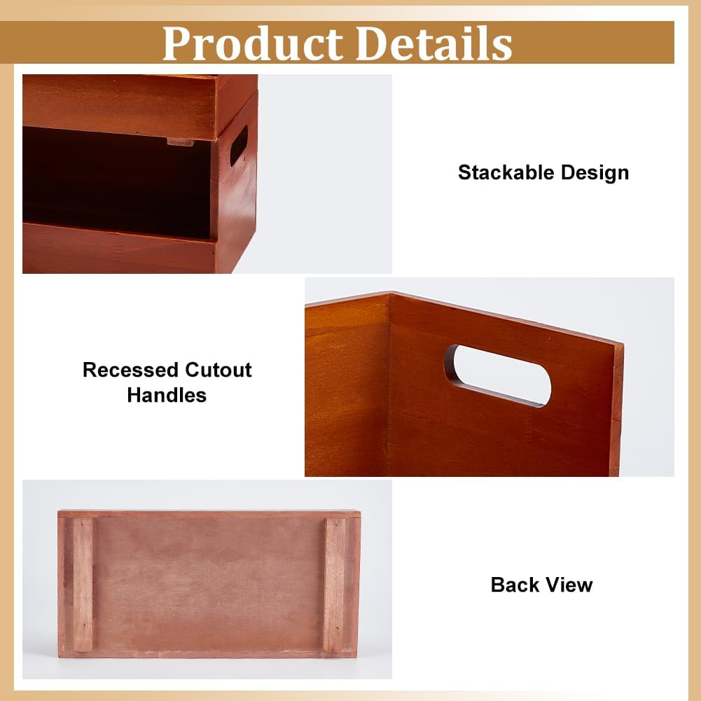 ORIGACH 2 Set Wooden CD Storage Box Holder, Cassette Tape Display Racks with Carrying Handles, Stackable CD Organizer, Organizer Shelf for Movie Cases, DVDs, Each Set Can Store up to 32 PCS CDs