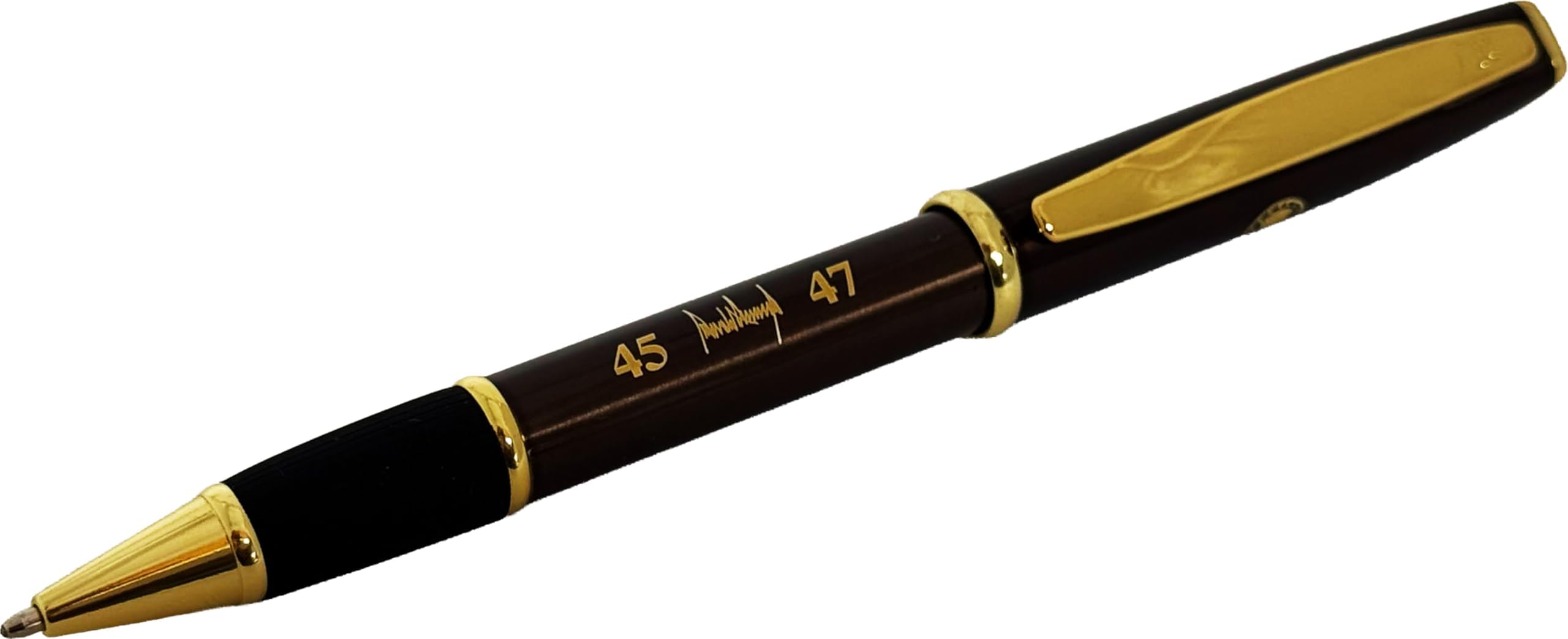 President Donald Trump Signature Presidential Pen – 45th & 47th President Deep Brown Twist-Action Ballpoint with Black Ink, Gold Trim & Presidential Seal