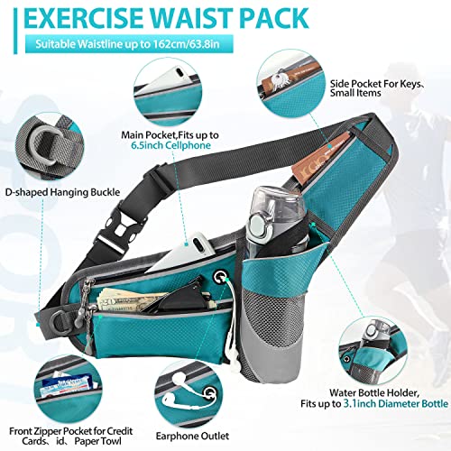 Fioretto Fanny Pack With Water Bottle Holder Crossbody Bag With Extension Strap Running Belt Hydration Waist Pack For Walking Running Hiking Turquoise #TOP1