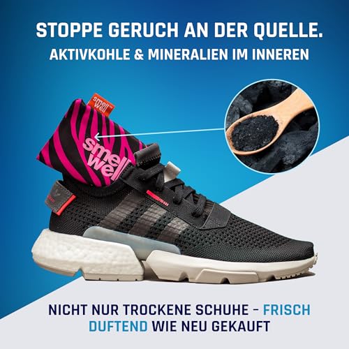 SmellWell Active Schuhdeo – Schuh Geruchsentferner – Schuhdeo gegen Geruch antibakteriell – Bambusaktivkohle Geruchs- & Feuchtigkeitsabsorber für Schuhe & Taschen, Black 1 Paar
