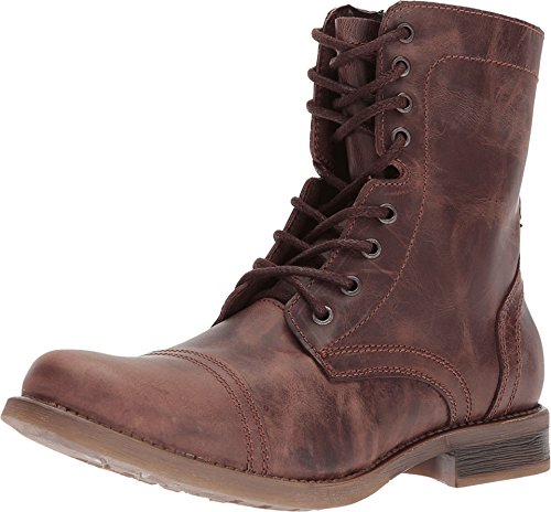 Steve Madden Men's Troopah-C Lace-Up Combat Boot, Brown Leather, 12 M