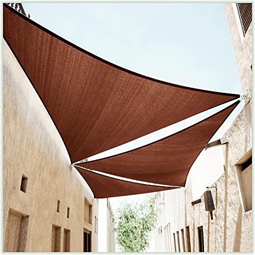 ColourTree CTAPRT20 Tamaño personalizado - Toldo triangular marrón de 4,2 x 6,3 x 7,6 m - Toldo de malla UV - Comercial resistente - 190 g/m²