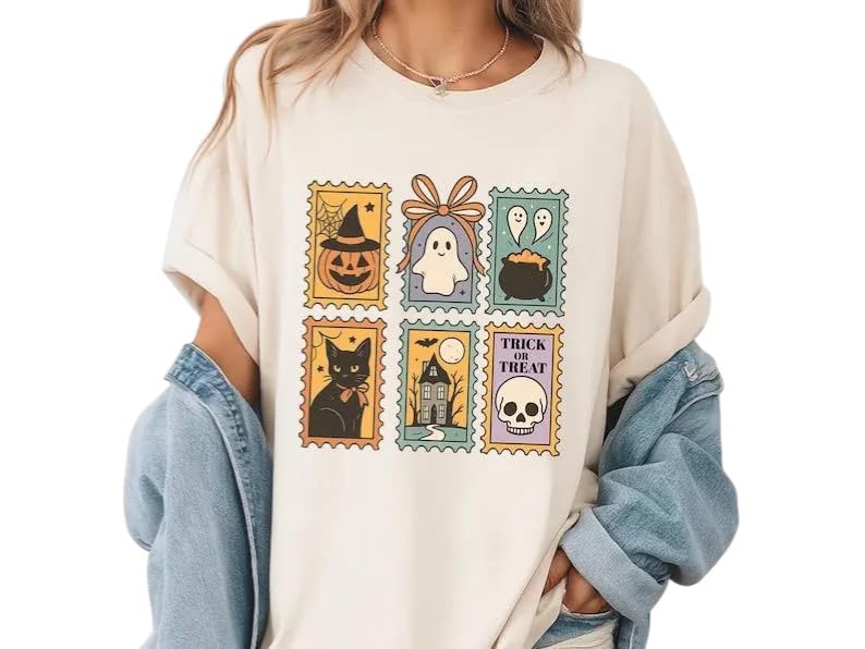 Halloween Ghost Cat Pumpkin Shirt – Cute Spooky Retro Tee – Trick or Treat Comfort Colors T-Shirt