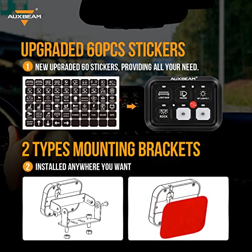 Image of Auxbeam 6 Gang Switch Panel BC60 Universal Circuit Control Relay System Automatic Dimmable LED Switch Pod Touch Control Panel Switch Box for Car Truck Pickup Boat UTV SUV - Blue, 3 Years Warranty | Dimmable LED On-Off Control Panel, LED Switch Pod Multifunction Switches for Truck Car Offroad SUV UTV ATV, 3 Years Warranty