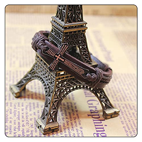 Fashion Religious Cross Spain Lord's Prayer Bracelet Leather Rope Bracelet4