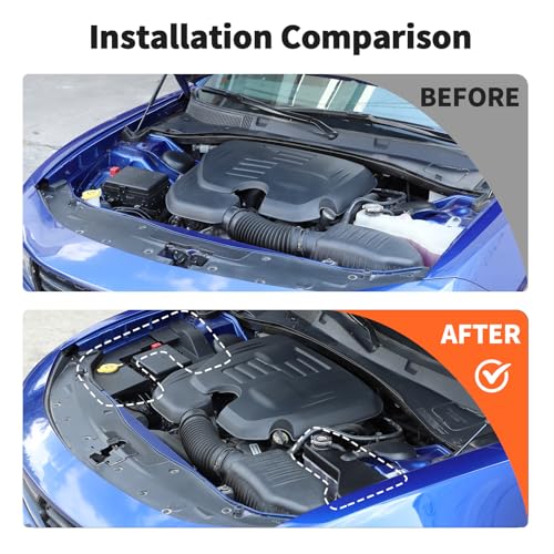 Image of JWWY Engine Side Dust Coolant Bottle Cap Cover Trim Set Engine Cover Trim Kit Compatible with 2015-2024+ Dodge Charger Challenger Engine Accessories ABS Black 3PCS
