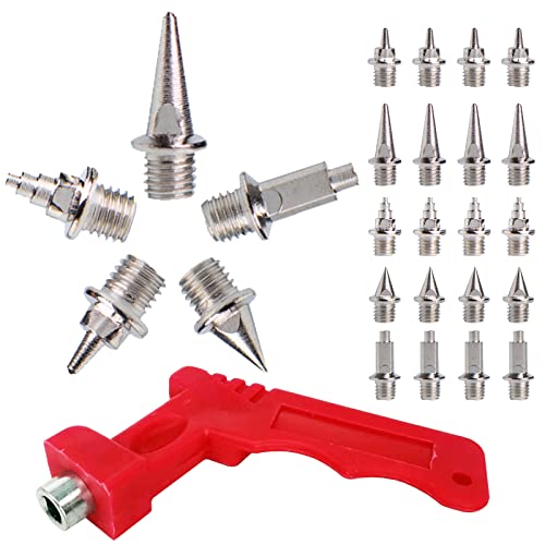 TTYSHIP® 100 Stück Spike Nägel, 5mm Ersatz Spikes für Leichtathletik mit Spikeschlüssel, Ersatzdornen für Track Schuhe, Weitspringen, Laufen, Wandern (Silber)