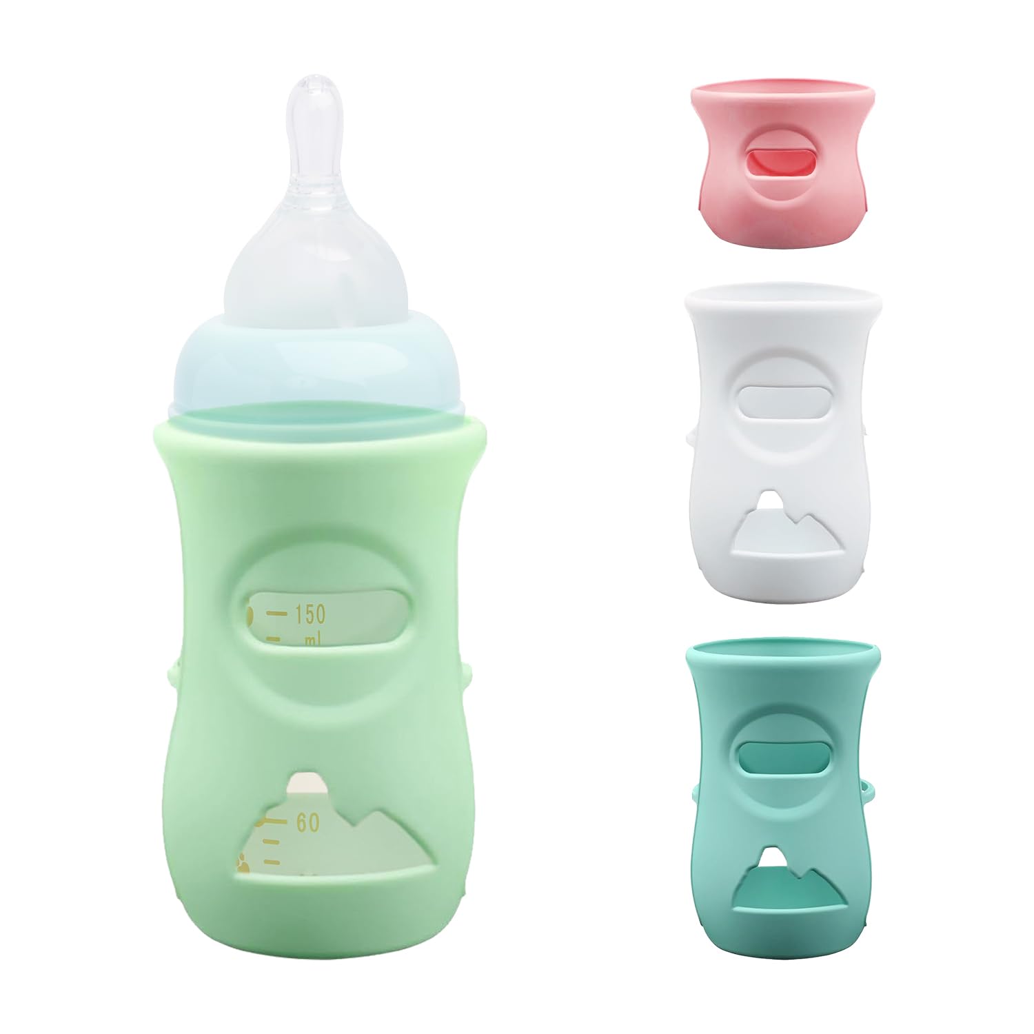 Set Da 4 Pezzi Di Coperchio Per Biberon Semplice, Coperchio Per Biberon In Silicone Antiurto, Coperchio Protettivo Per Biberon, Coperchio Per Biberon In Vetro Infrangibile.
