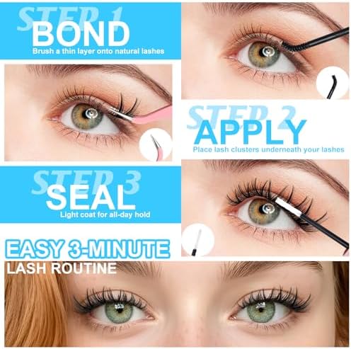 Manga Lash Clusters Kit Spiky Anime Cluster Eyelash Extensions 150Pcs CC Curl Wispy Lash Extension Kit 10-16mm DIY Cosplay Doll Individual Lashes Clusters Natural Look by MilyBest - 5