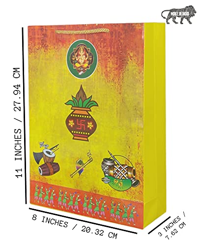 Image of Arrow Paper Products Paper Gift Bags For Marriage Return Gift, Small Presents (Pack Of 30), Yellow