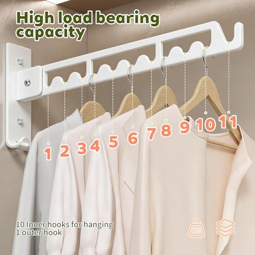 Miniatura 7 de Letuxaamz Tendedero Pared Plegable, Percheros Pared Percheros De Pared Acero Inoxidable Plegable Impermeable Antihumedad Ahorra Espacio, Perchero Para Lavandería Balcón Dormitorio Baño, Blanco