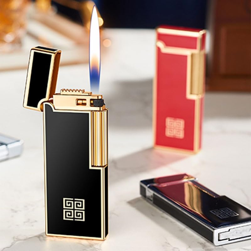 Encendedor metálico ultradelgado de butano negro miniatura 4