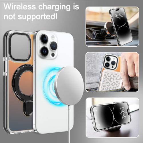 Image of Magnetic for iPhone 14 Pro Max Case with Stand [Compatible with Magsafe] [Fashion Fluorescent Design] [1 Screen Protector] Slim Translucent Matte Case for iPhone 14 Pro Max 6.7 inch 2022, Black