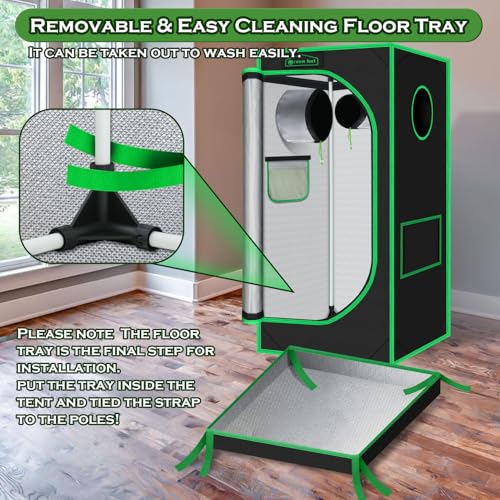 Image of 2x2 Green Hut Grow Tent 24 inchx24 inchx48 inch 600D Mylar Hydroponic Grow Tents
