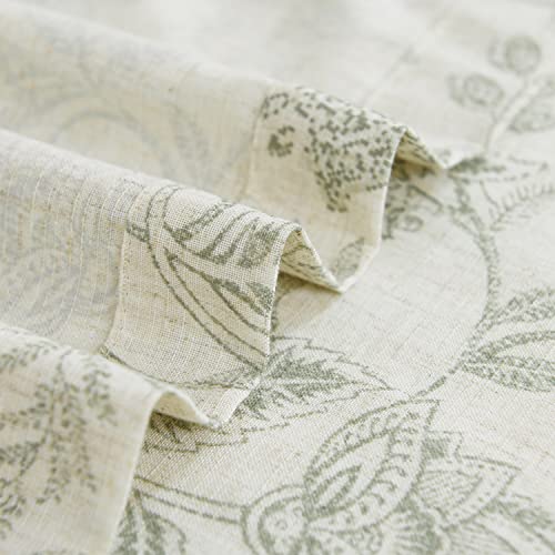 Lazzzy Kitchen Tie Up Valance Curtain Linen Floral Farmhouse Valance For Living Room Bathroom Bedroom Country Valances Window Treatments Small Cafe Curtian 20 Inch Rod Pocket 1 Panel Green On Beige #TOP5
