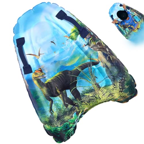 Tabla Surf Niño Hinchable, Hillylolly 75 * 54.5 CM Tabla de Bodyboard Niño, Piscina con Tobogán Hinchable Piscina, Colchoneta, Adecuado para Adultos y Niños de 6 Años (Dinosaurios)