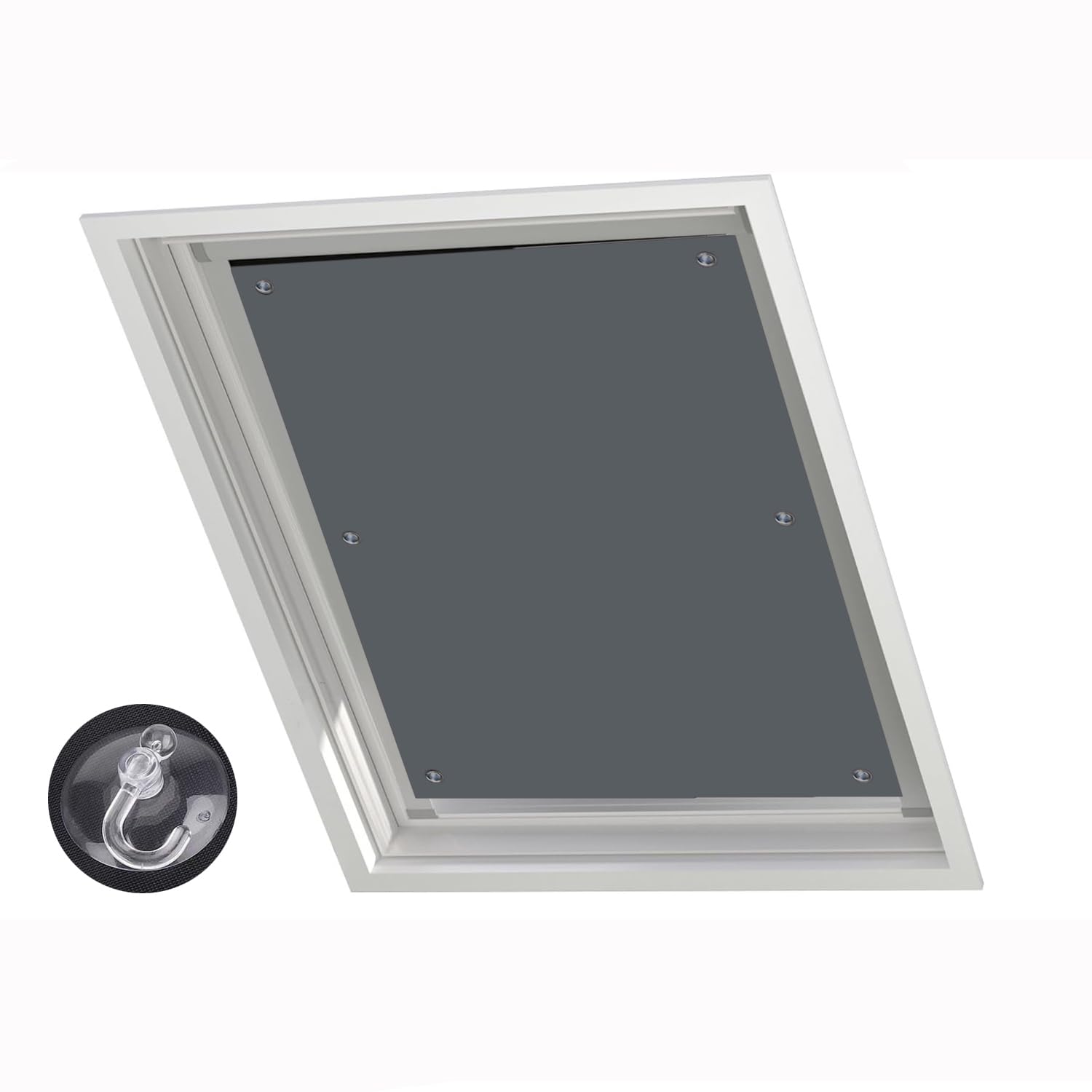 Blackout Skylight Blind for Roof Windows Portable No-Drill Window Cover with Suction Cups, UV Protection, Easy Installation Ideal for Bedroom, Travel, RV, Nursery Gray 14.6"x29.9"(37x76cm)