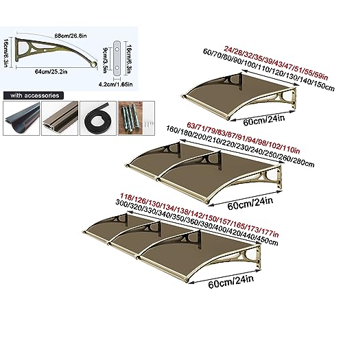 Toldo para puerta exterior de policarbonato impermeable contra lluvia 5