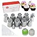Russian Piping Tips Set - 28 Pieces with Icing Piping Nozzles, Couplers, Bags, Balls, and Cake Decorating Tips - for Cakes, Cupcakes, and Other Desserts - Party Hosting Made Easy