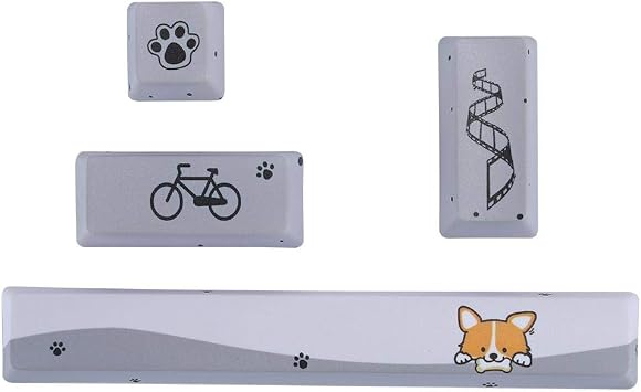 Bewinner1 Keycap, Cute Mechanical Keyboard Keycaps,Little Gray Dog Pattern Mechanical Keyboard Keycaps Kits Space+ESC+Enter+Numpad Enter Key CapsGrey