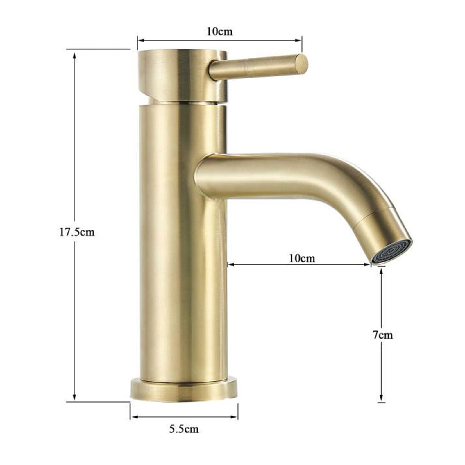 Robinet Salle de Bain Mitigeur de Lavabo Monocommande Robinet de Lavabo Réglable Chaud et Froid Aérateur Démontable Acier Inoxydable,Doré Brossé