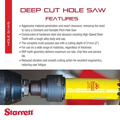 Starrett Bi-Metal Deep Cut Hole Saw With Arbor And Abrasion Resistant Hss Teeth - Ideal For Cutting Metal, Steel, And Wood - 1-7/8" (48Mm) Diameter, 2" Depth - Adch0178 #TOP1