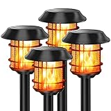 Balhvit 4 Pack Solar Lights Outdoor Decorative, Up to 12 Hrs Long Solar Garden Pathway Lights, Waterproof Solar Torch Lights with Flickering Flame Landscape Lighting Auto On/Off for Patio, Yard, Pool
