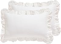 Vista 13 de patdrea Shabby Chic - Juego de 2 fundas de almohada decorativas amarillas de 18 x 18 pulgadas, fundas de almohada de lino con volantes, funda