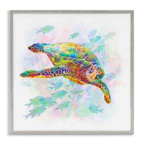 'Kaleidoscopic Sea Turtle Speckled Rainbow'| Framed Giclee Art