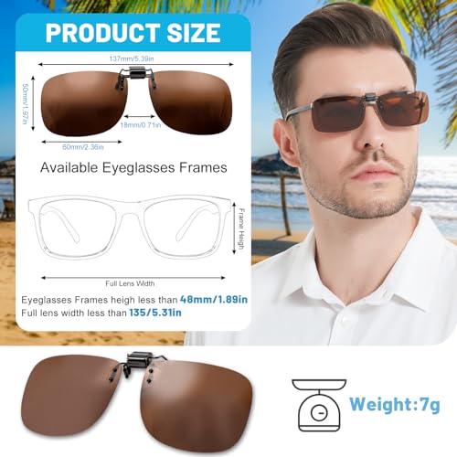 Image of OCCI CHIARI Polarized Flip-up Clip-on Sunglasses for Eyeglasses for Men and Women Outdoor /Driving UV400